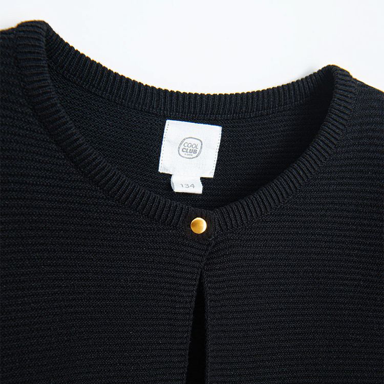 Black cardigan with one gold button