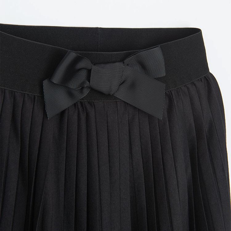 Φούστα μαύρη maxi πλισέ με λάστιχο και φιόγκο στη μέση