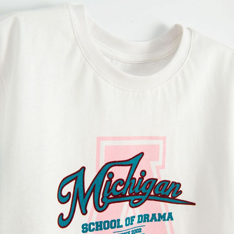 Μπλούζα κοντομάνικη λευκή με στάμπα MICHIGAN