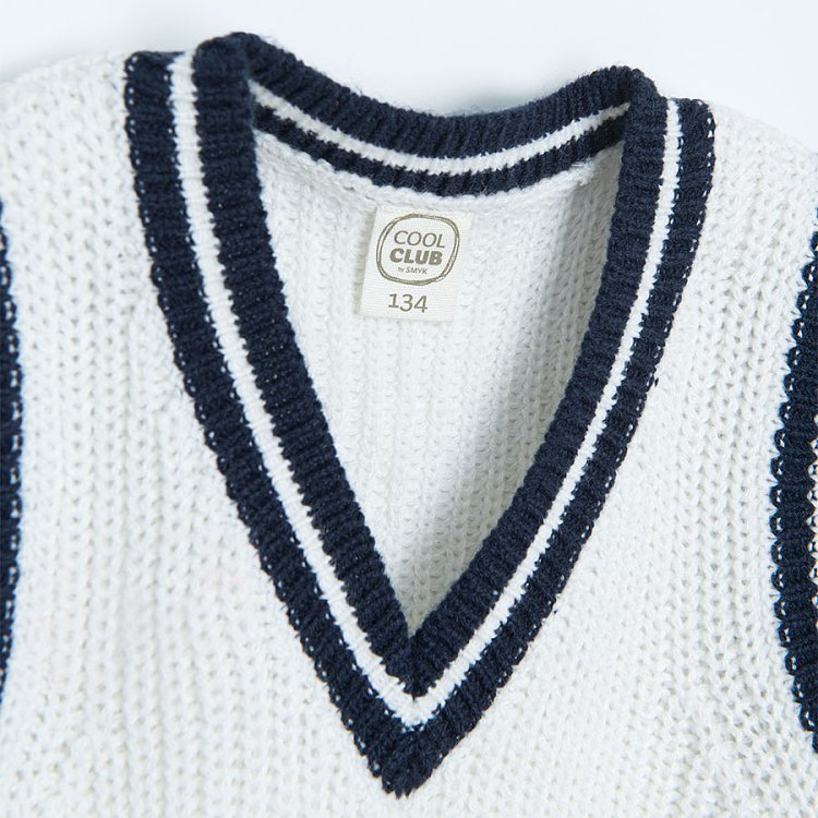 White and blue sleeveless vest