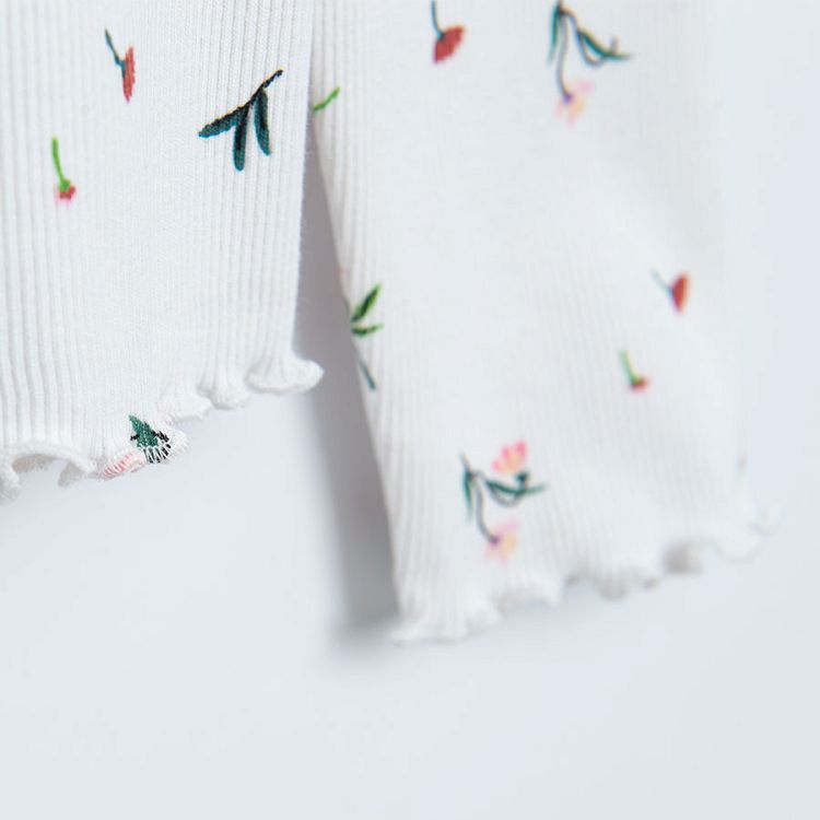 White long sleeve blouse with small flower print