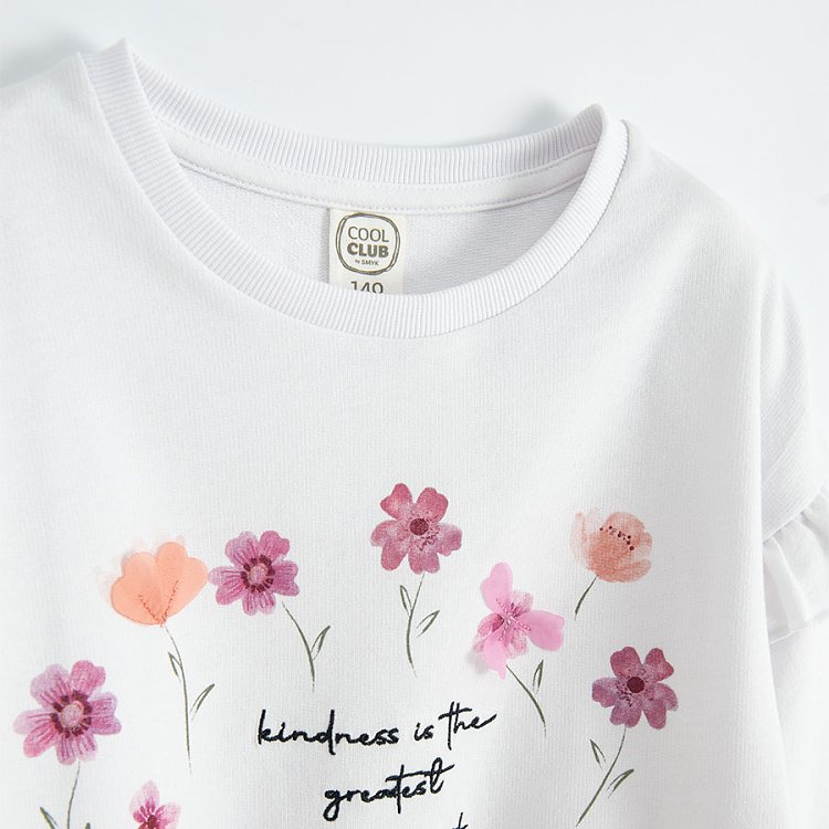 White sweatshirt with flower prints