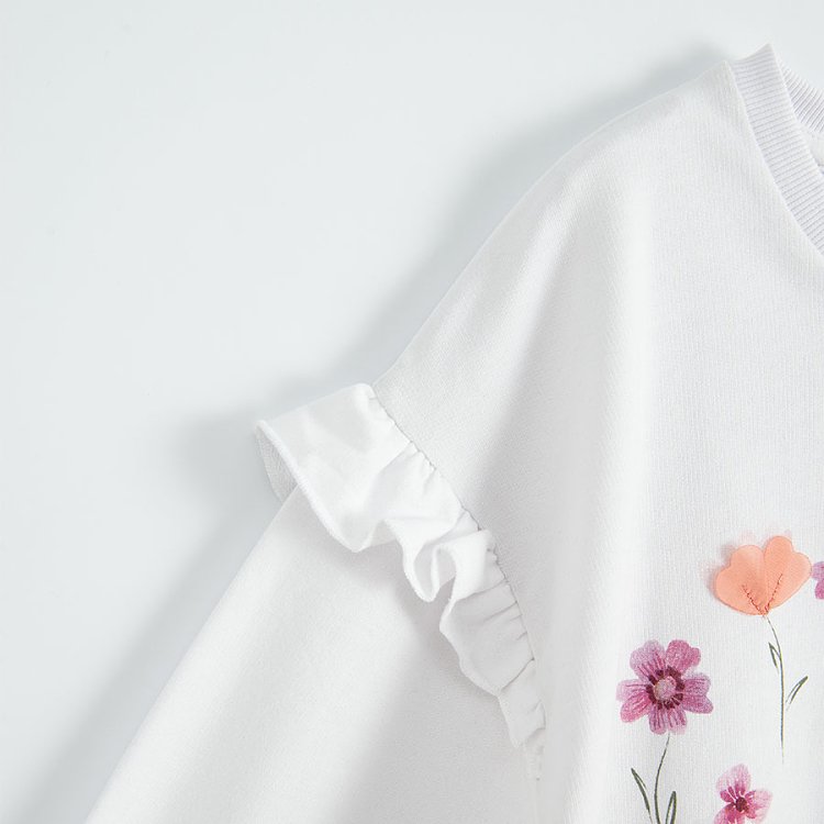 White sweatshirt with flower prints