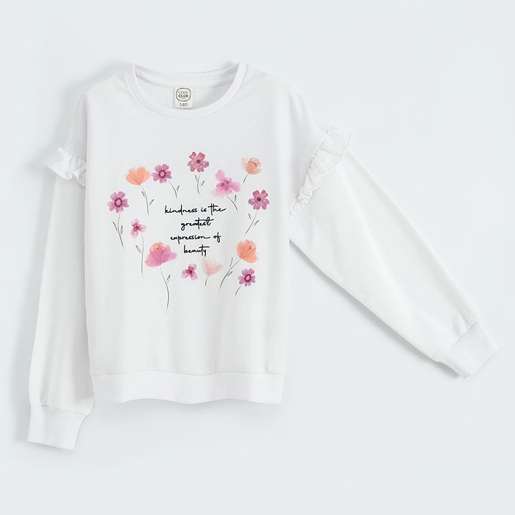 White sweatshirt with flower prints