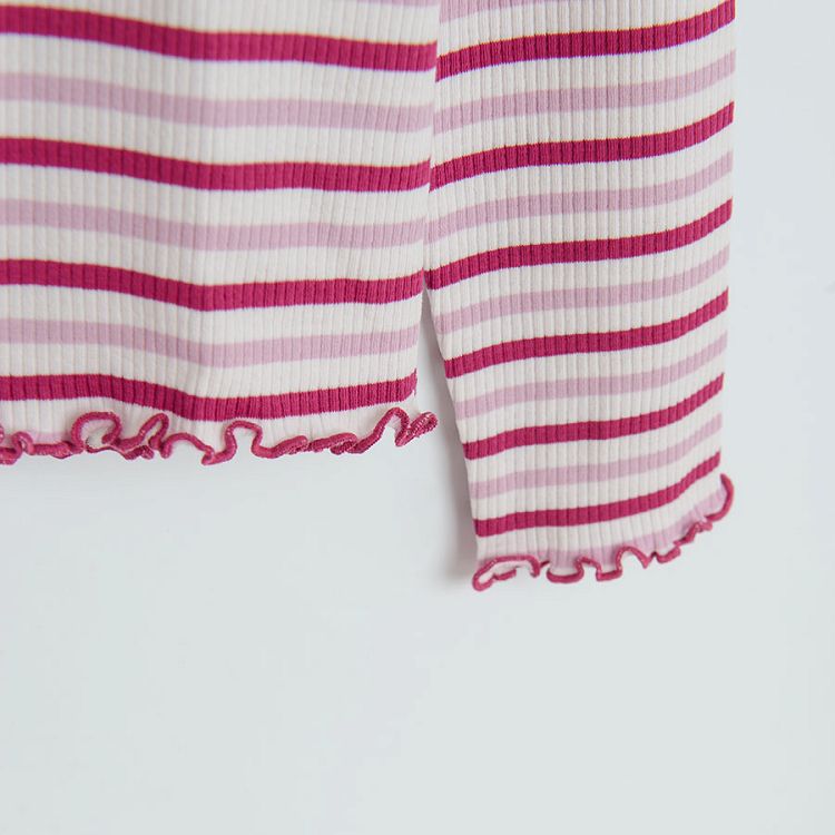 Pink stripes long sleeve blouse
