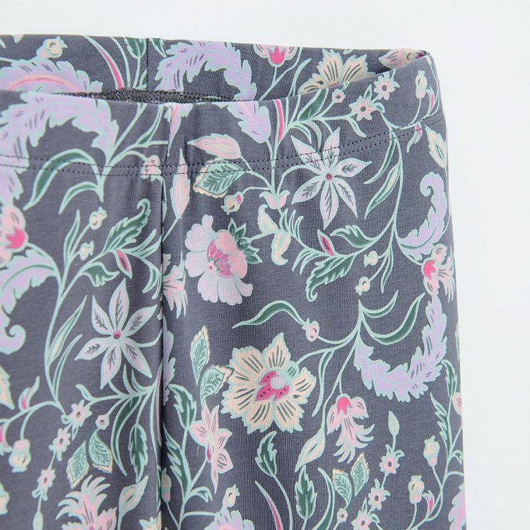 Blue grey floral leggings