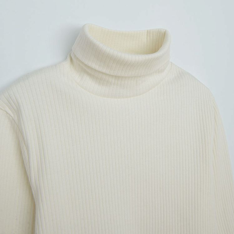 Ecru turtleneck long sleeve blouse