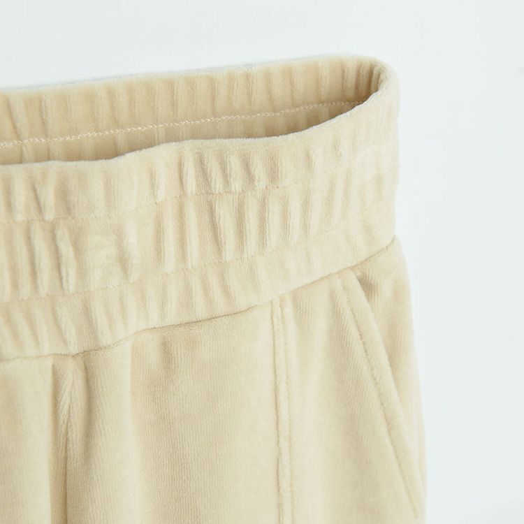 Παντελόνι φόρμα εκρού από βελούδο με λάστιχο στη μέση