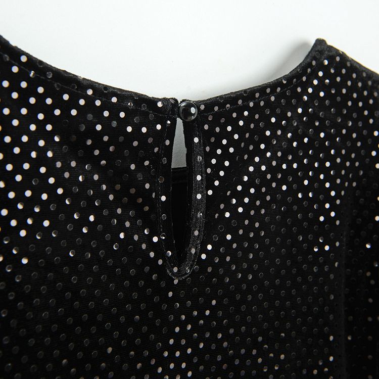 Black with strass velvet short sleeve dress
