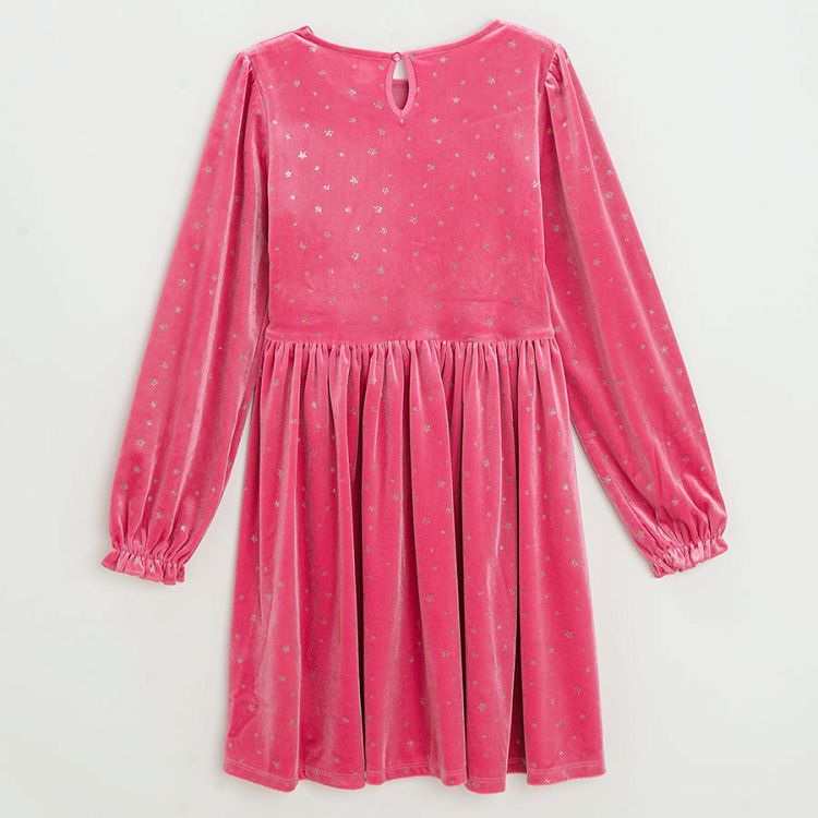 Pink long sleeve polka dress