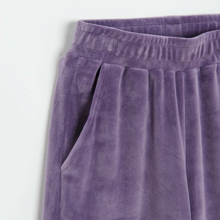 Φόρμα από βελούδο μωβ με λάστιχο στη μέση
