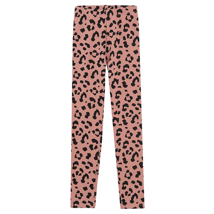 Black and pink with animal print leggings- 2 pack