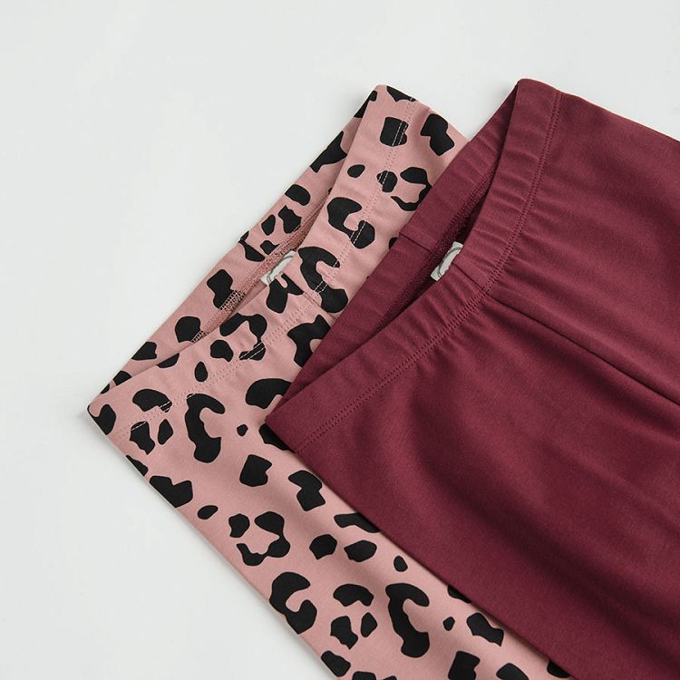 Black and pink with animal print leggings- 2 pack