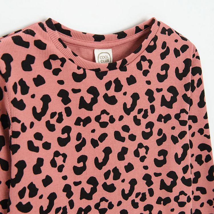Pink animal print long sleeve blouse