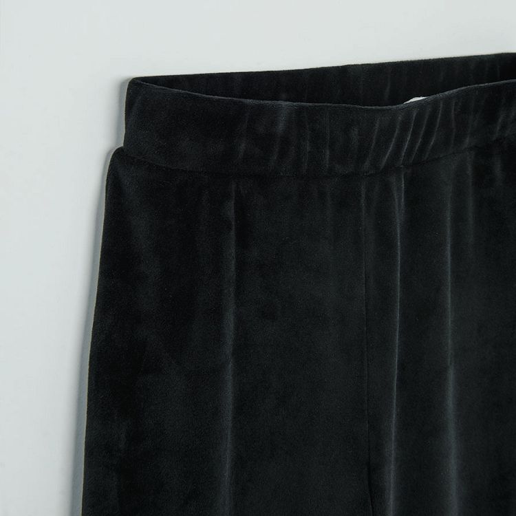 Φόρμα καμπάνα μαύρη από βελούδο με λάστιχο στη μέση