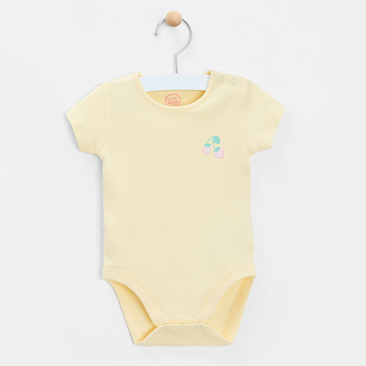 Dark pink, white, yellow and pink long sleeve bodysuits with delicate prints- 4 pack