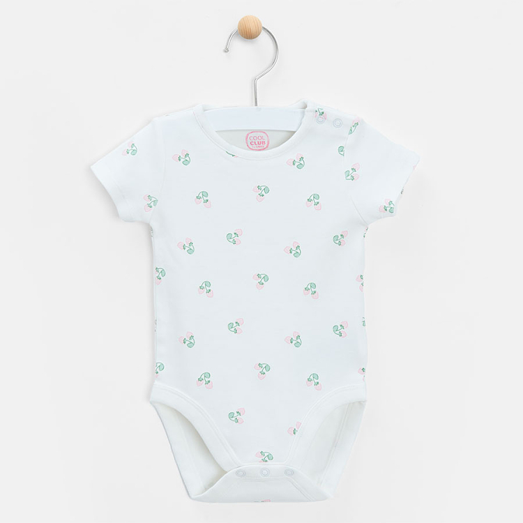 Dark pink, white, yellow and pink long sleeve bodysuits with delicate prints- 4 pack