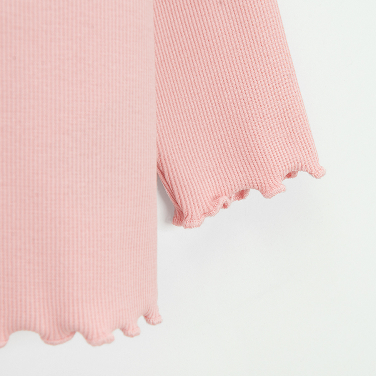 Dusty pink long sleeve blouse with small apple print