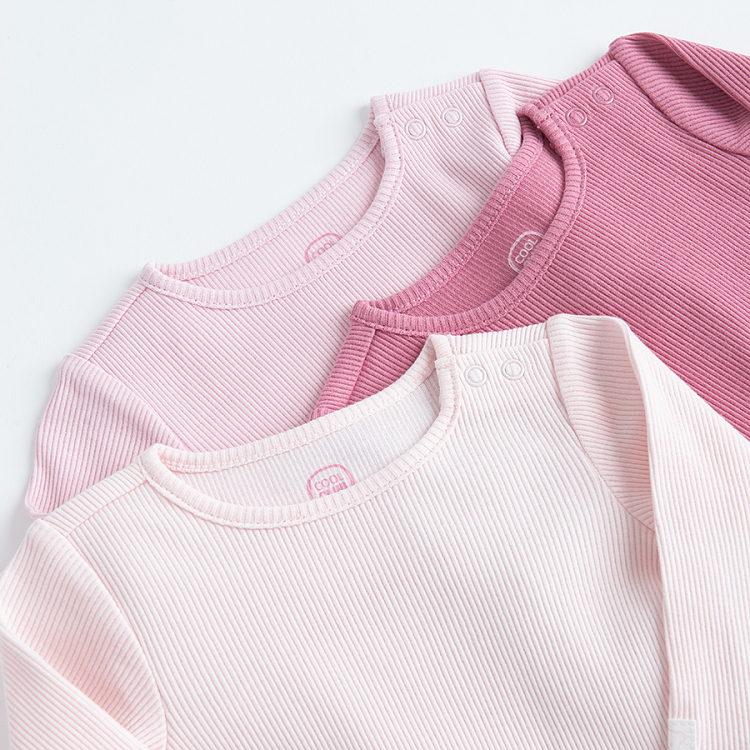 Long sleeved bodysuits in 3 shades of pink- 3 pack