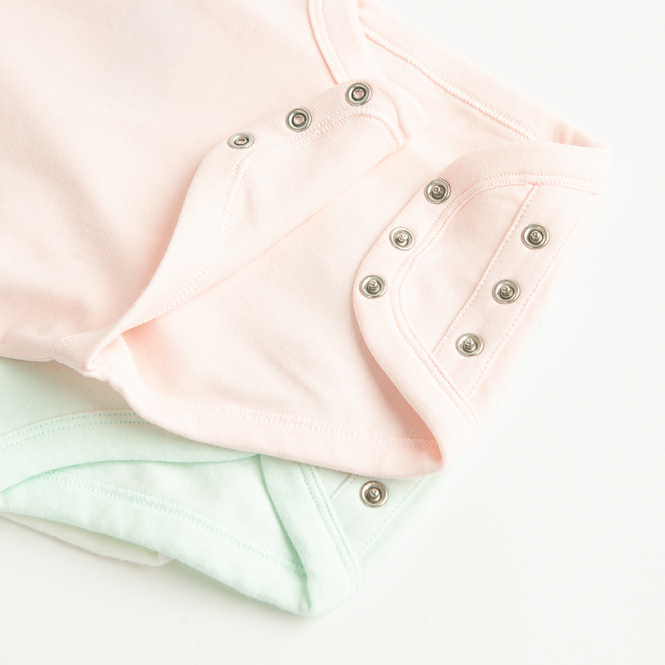 Pink, purple, mint and white short sleeve bodysuits- 4 pack