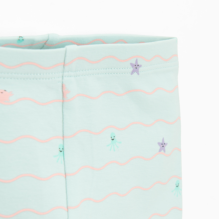 Light turquoise leggins with sea world print