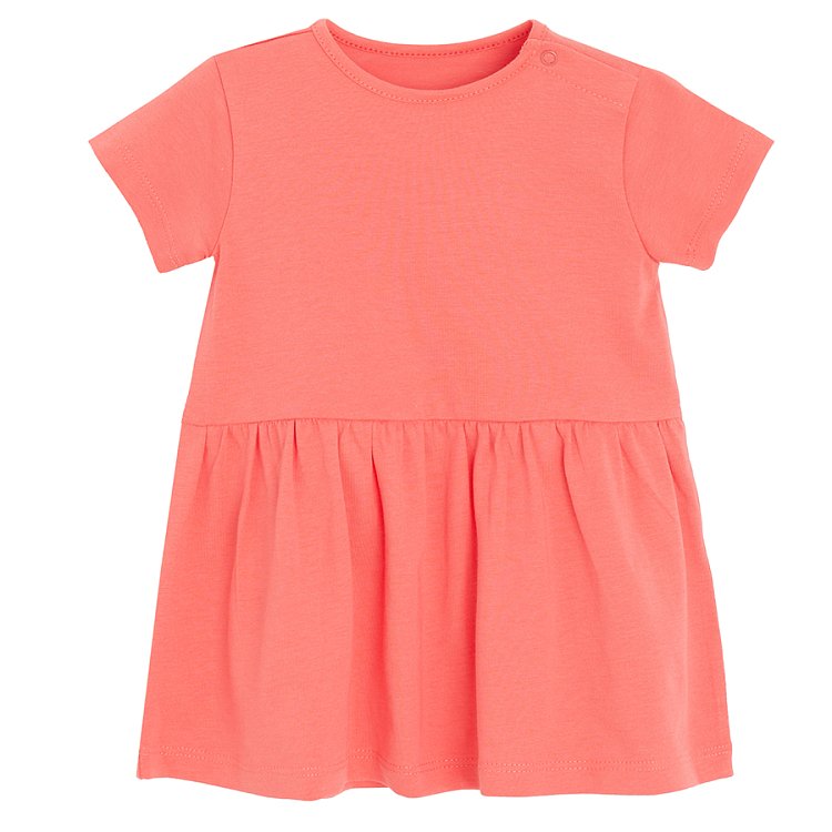 Coral and striped long sleeve dresses- 2 pack