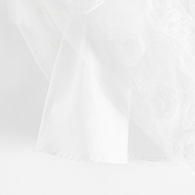 White short sleeve party dress with tulle skirt