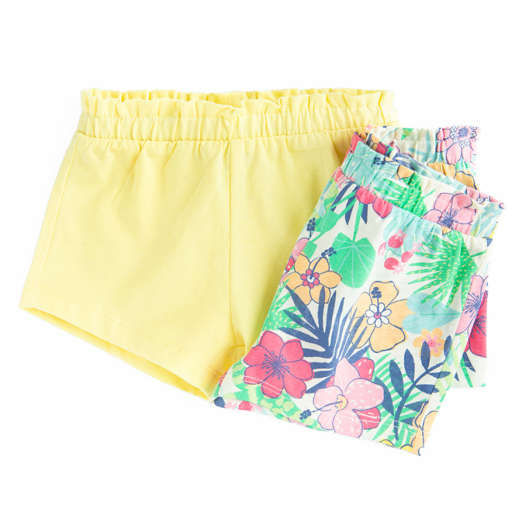 Yellow and floral shorts- 2 pack