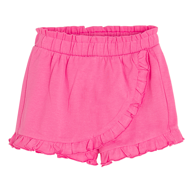 White with cheetah in jungle print T-shirt and pink wrap shorts - 2 pieces