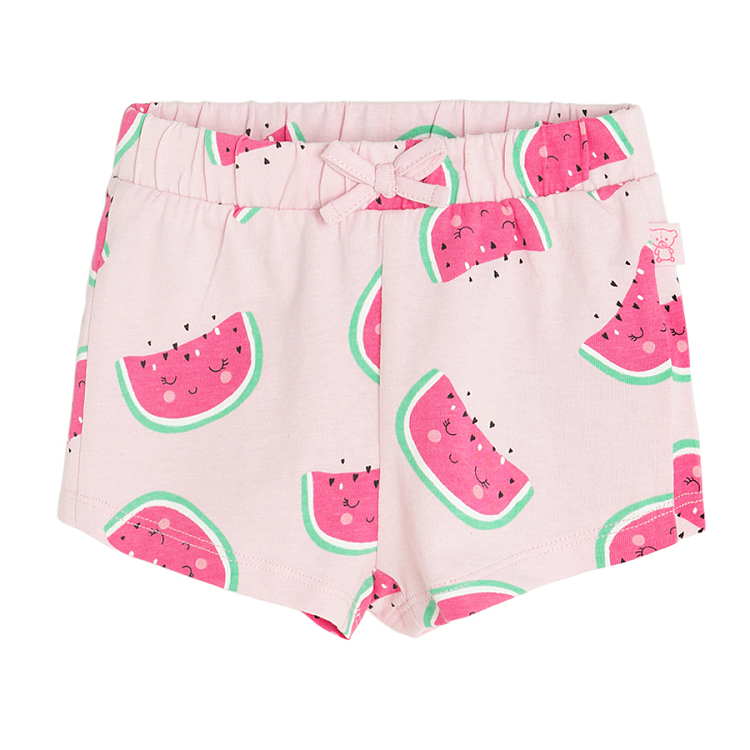 Turquoise and pink with watermelons print shorts- 2 pack