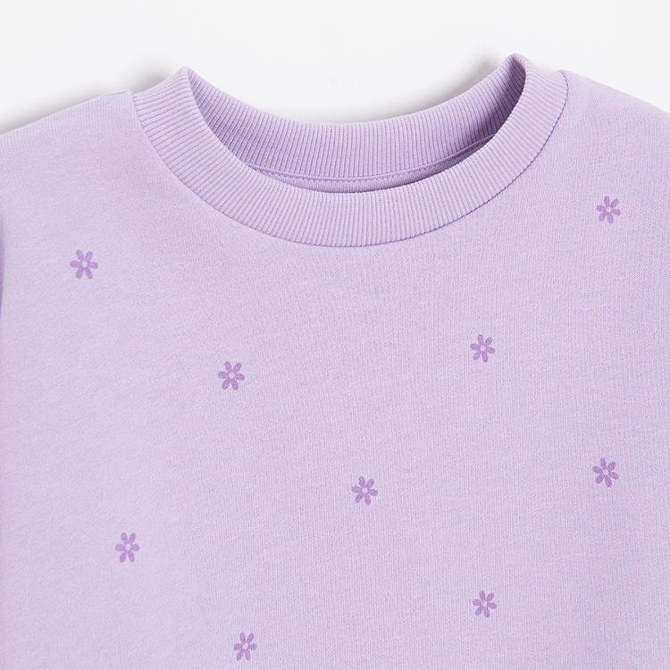 Purple sweatshirt with flower Print