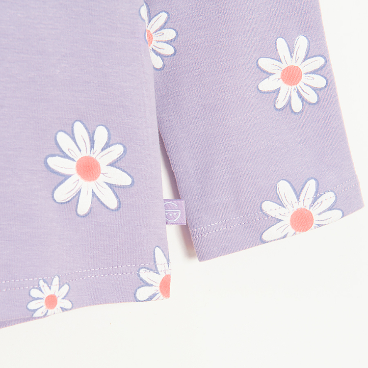 Purple long sleeve blouse with daidies print