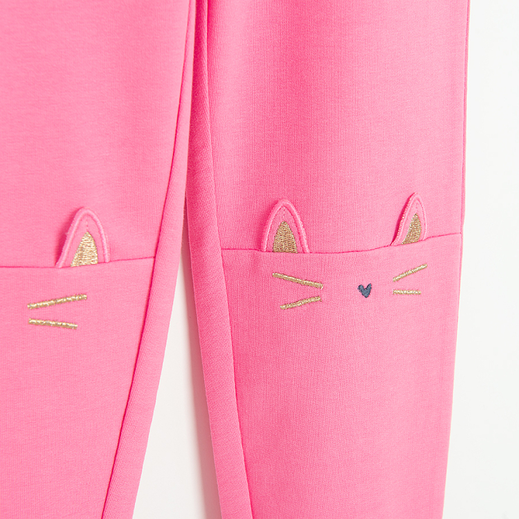 Κολάν ροζ με κεντημένη στάμπα γατούλα στα γόνατα