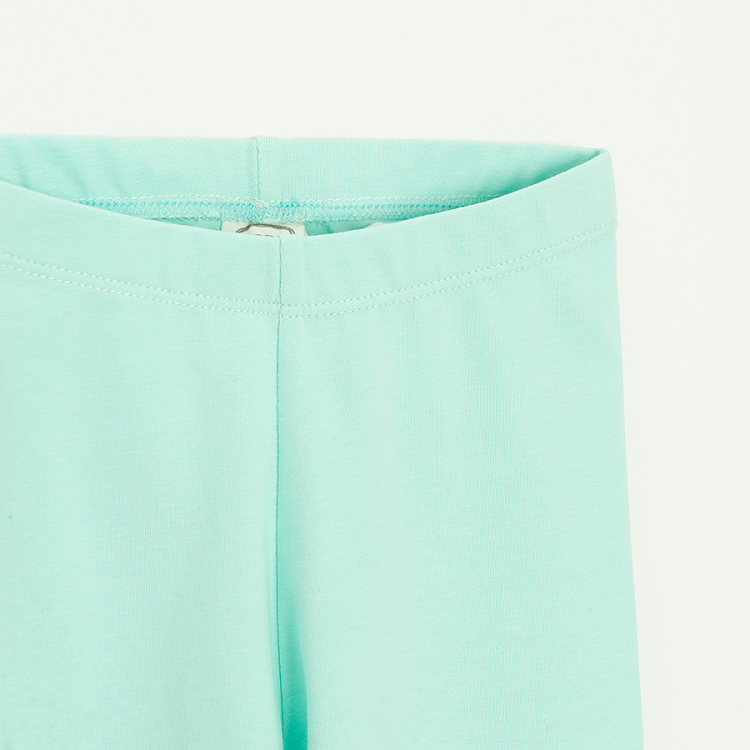 Mint leggings with butteflies on the knees
