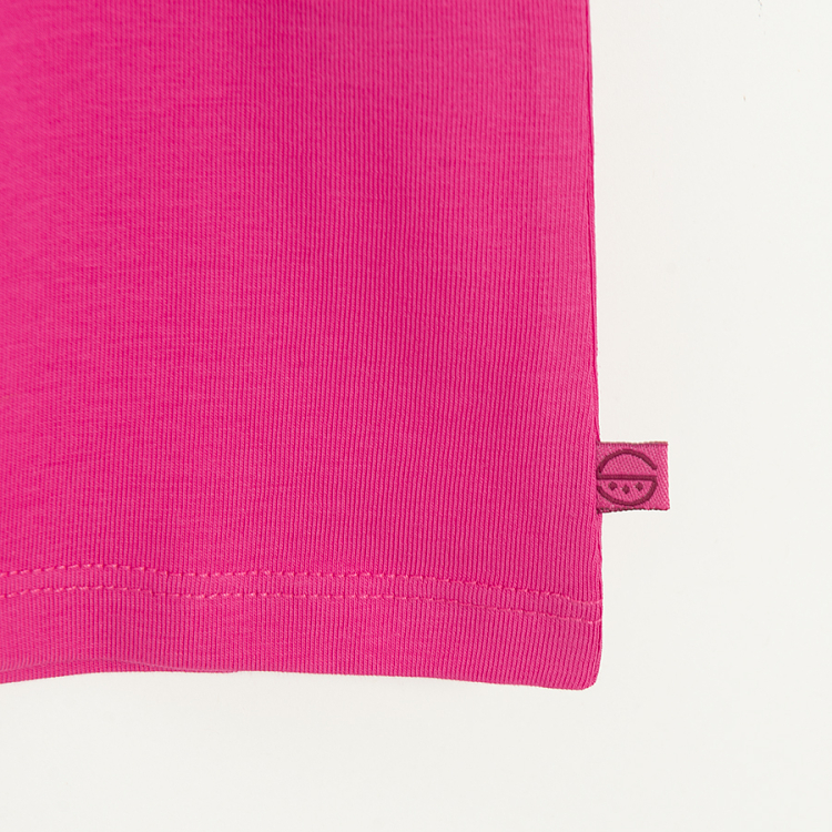 Pink short sleeve T-shirt with a small buttefly print