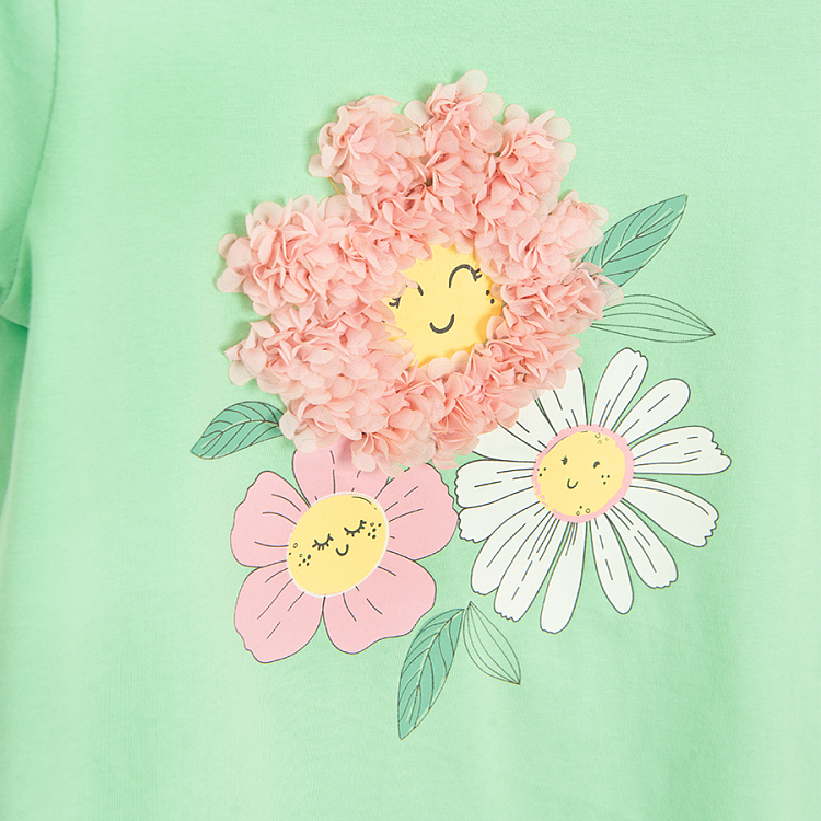 Mint T-shirt with flowers print