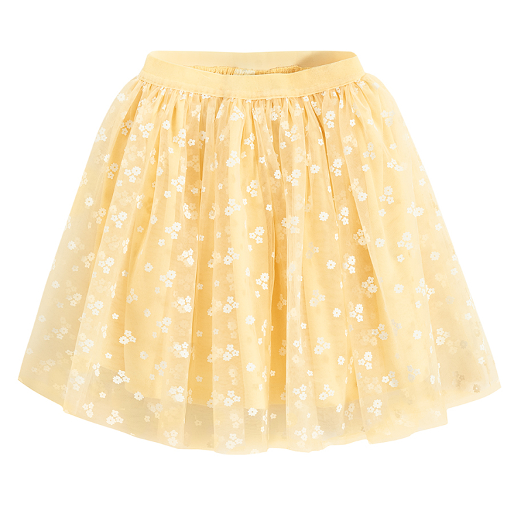 White T-shirt with yellow daisies and yellow skirt with white daisies set- 2 pieces