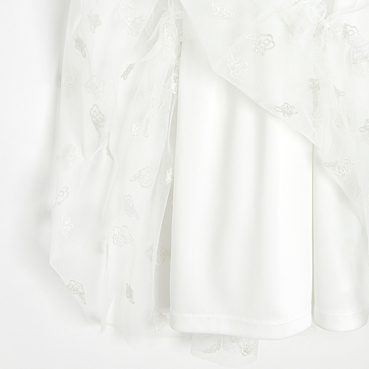 Φόρεμα κοντομάνικο λευκό με τούλι
