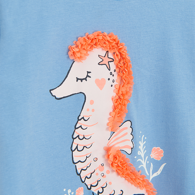 Purple T-shirt with seahorse print
