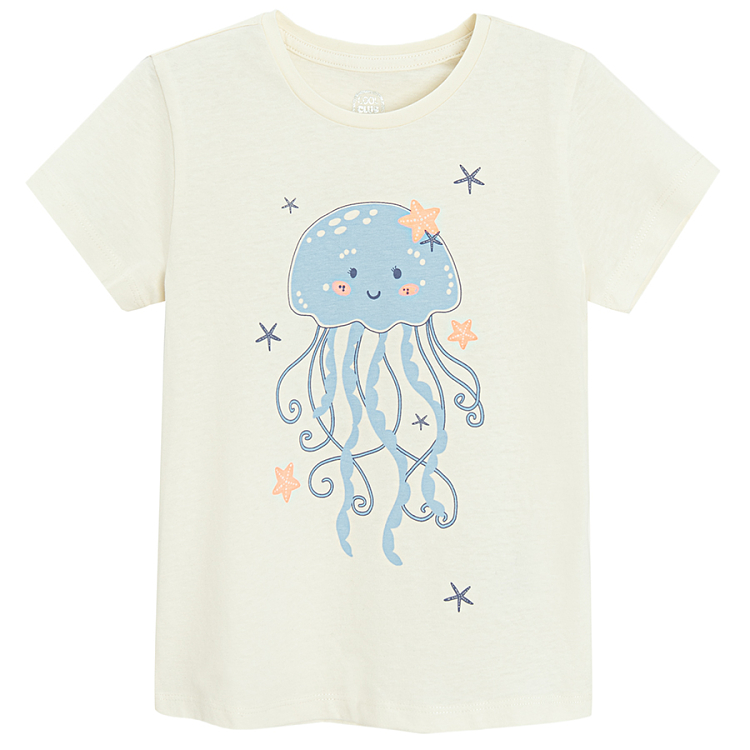 White T-shirt with jellyfish print