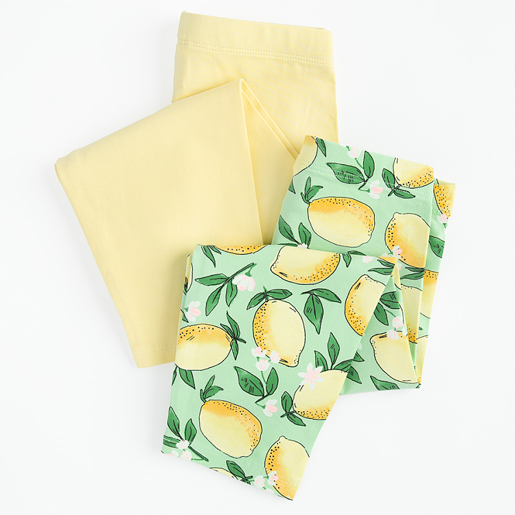 Yellow and green leggings with lemons print- 2 pack