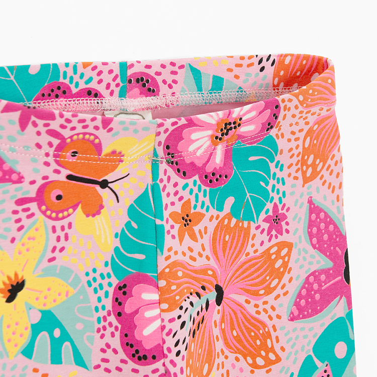 Pink floral and butterflies leggings