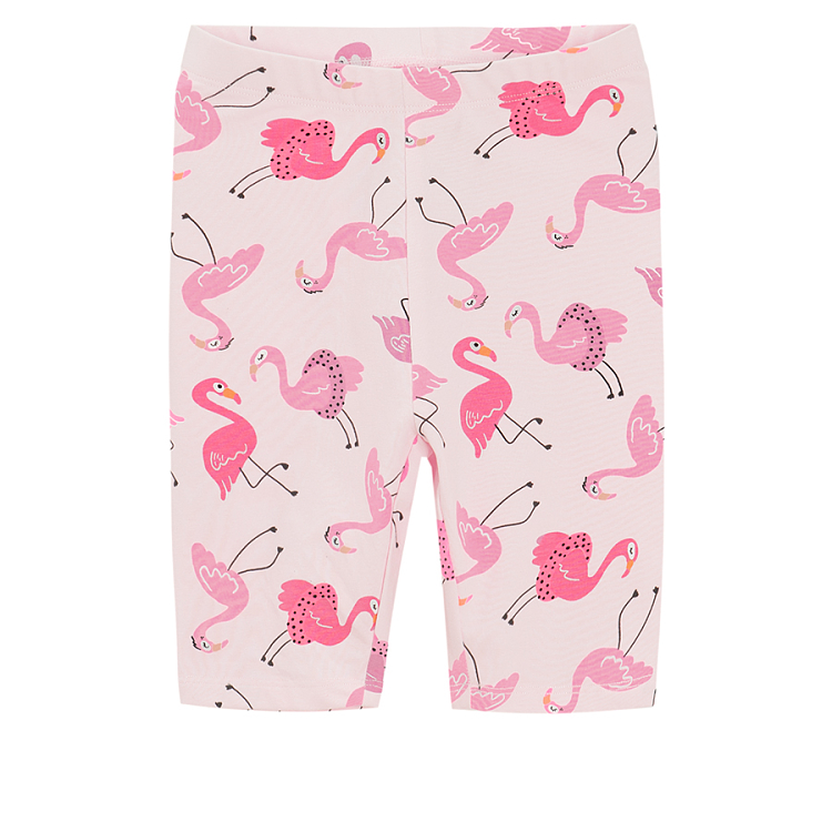 Pink leggings with flamingo print and orange leggings- 2 pack