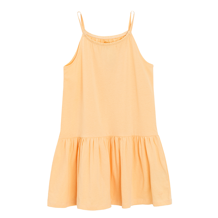 Floral and light orange sleeveless dress- 2 pack