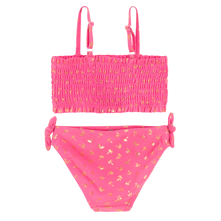 Pink bikini with palm trees print