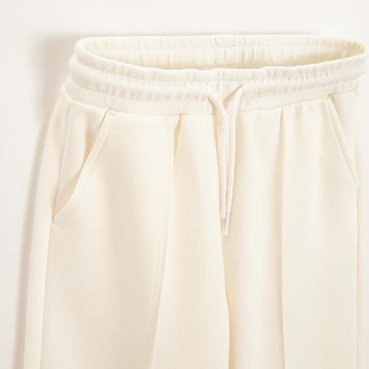 Beige straight leg pants with cord
