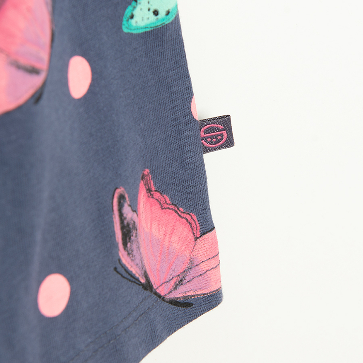 Blue short sleeve dress with butterflies print