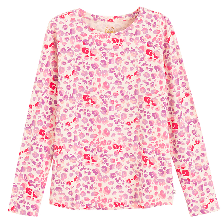 Pink patterns long sleeve blouse