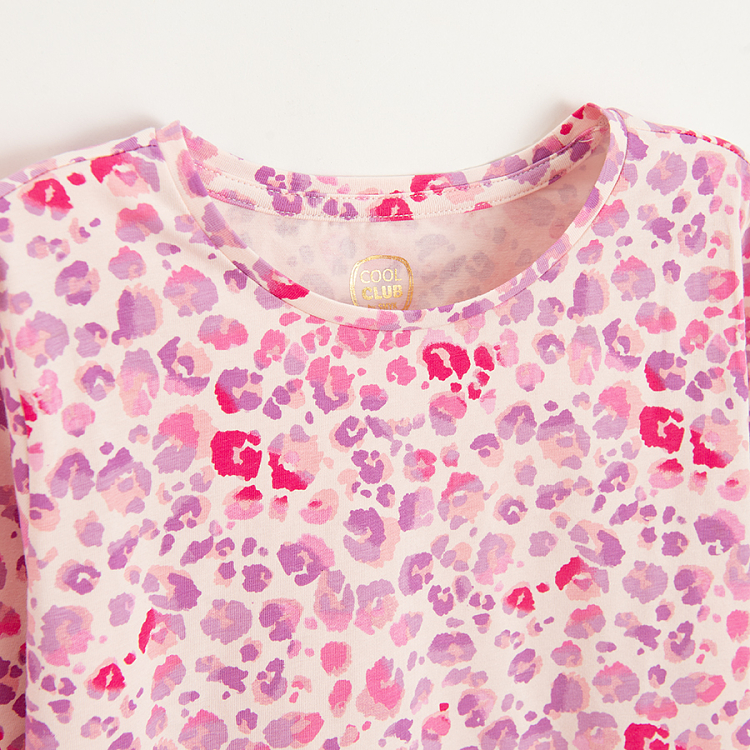 Μπλούζα μακρυμάνικη ροζ με στάμπα animal print