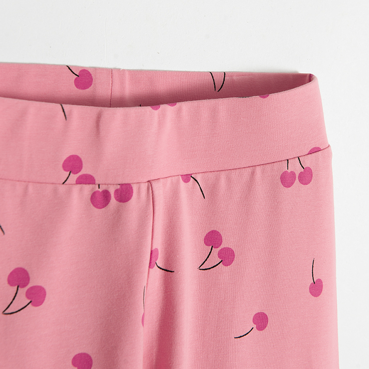 Pink legging with cherries print